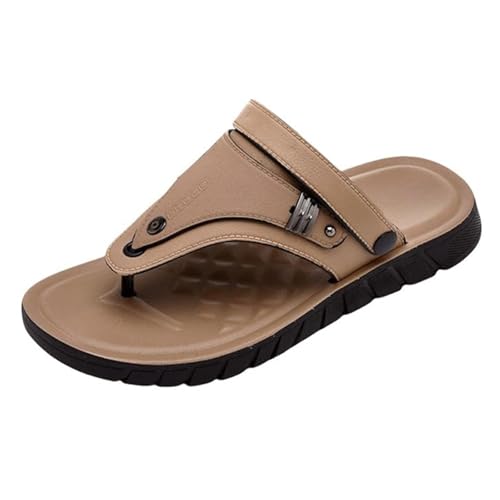 CLSQLXYJZC Rutschfeste Herren-Flip-Flops Mit Korrekturfunktion, Herren-Outdoor-Strandsandalen Mit Offener Zehenpartie Und Fußgewölbeunterstützung, Atmungsaktive Sommersandalen(Khaki,44 EU) von CLSQLXYJZC