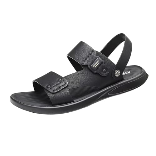 CLSQLXYJZC Sportliche Outdoor-Sandalen Mit Offener Zehenpartie, Outdoor-Sandalen Aus Leder Mit Verstellbarer Fußgewölbeunterstützung Für Herren, Rutschfeste Bequeme Strandschuhe Für Den Sommer(38 EU) von CLSQLXYJZC