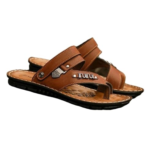 Herren-Sandalen Mit Clip-Zehenkappe, Outdoor-Sandalen Mit Offenem Zehenbereich Verstellbarem Fersenriemen Und Rutschfestem Strand- Und Wanderschuh Für Herren, Flache Ballenkorrektur(Brown,41 EU) von CLSQLXYJZC