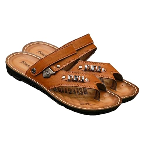 Herren-Sandalen Mit Clip-Zehenkappe, Outdoor-Sandalen Mit Offenem Zehenbereich Verstellbarem Fersenriemen Und Rutschfestem Strand- Und Wanderschuh Für Herren, Flache Ballenkorrektur(Yellow,40 EU) von CLSQLXYJZC