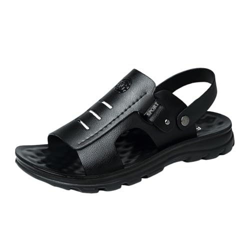 Offene Outdoor-Strandsandalen Mit Weicher Sohle Und Verstellbarer Fußgewölbeunterstützung Für Herren, Lässige Atmungsaktive Und Rutschfeste Slip-On-Sandalen Verwendungsmöglichkeiten(Black,46 EU) von CLSQLXYJZC