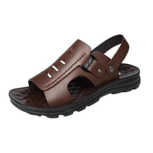 Offene Outdoor-Strandsandalen Mit Weicher Sohle Und Verstellbarer Fußgewölbeunterstützung Für Herren, Lässige Atmungsaktive Und Rutschfeste Slip-On-Sandalen Verwendungsmöglichkeiten(Brown,45 EU) von CLSQLXYJZC
