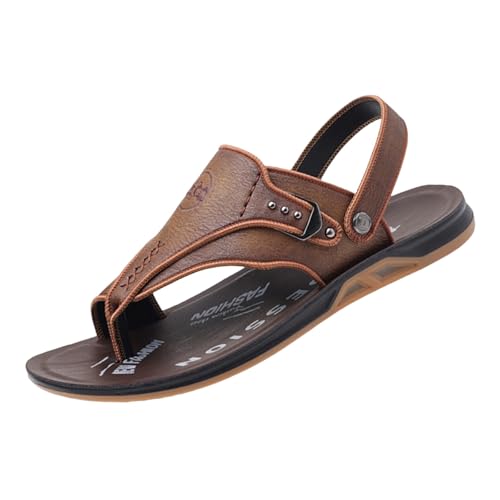 Rutschfeste Herren-Wassersandalen, Lässige Offene Atmungsaktive Strandsandalen Mit Clip-Zehen-Einsatz Und Fußgewölbeunterstützung, Atmungsaktive Orthopädische Schuhe Zur Korrektur Von(Brown,37 EU) von CLSQLXYJZC