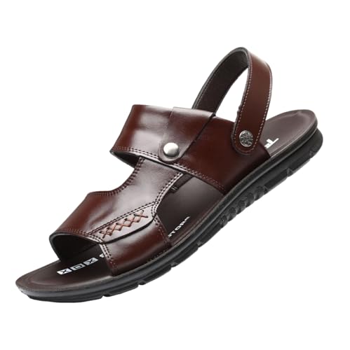 Sommer-Sandalen In Übergröße, Herren-Strandschuhe Mit Atmungsaktiver Offener Zehenpartie Weicher Sohle Und Fußgewölbeunterstützung, Leichte Rutschfeste Flache Sport-Strandschuhe(Brown,39 EU) von CLSQLXYJZC