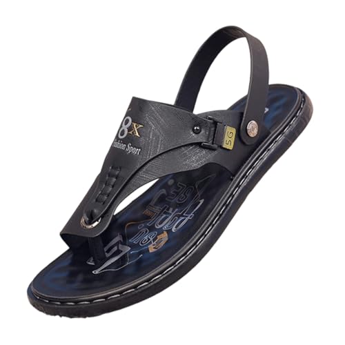 Sommer-Strandsandale, Herren-Slipper Mit Offener Zehenpartie Atmungsaktiv Rutschfest Mit Clip-Zehen-Sommersohle Und Fußgewölbeunterstützung, Orthopädische Schuhe Zur Korrektur Von(Black,38 EU) von CLSQLXYJZC