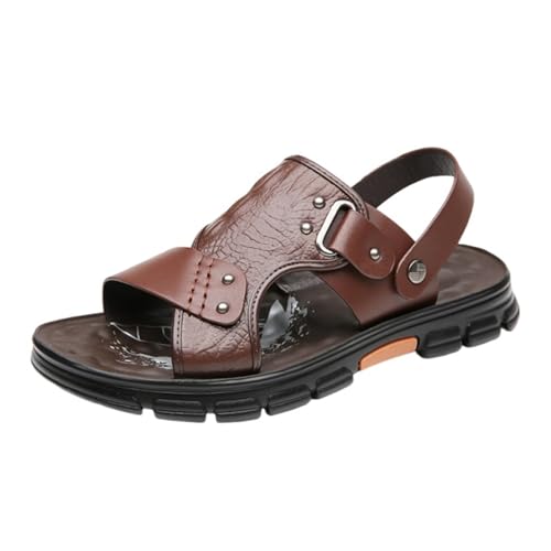 Sommerliche Herren-Strandsandalen Mit Weicher Sohle Und Offener Zehenpartie Und Fußgewölbeunterstützung, Rutschfeste Atmungsaktive Verstellbare Wandersandalen Für Den Außenbereich(Brown,46 EU) von CLSQLXYJZC