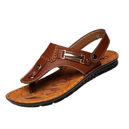 Sport-Outdoor-Sandalen Herren-Strandsandalen Mit Verstellbarem Fersenriemen Offener Zehenpartie Rutschfest, Stylische Weiche Rutschfeste Flip-Flops Aus PU Mit Fußkorrektur, Für Strand(Brown,39 EU) von CLSQLXYJZC