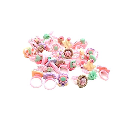 CLSSLVVBN 100 Stück Harz Ring Cartoon Obst Süßigkeiten Dessert Festival Reise Strand Dekoration Schöner Schmuck für Kinder Kinder von CLSSLVVBN