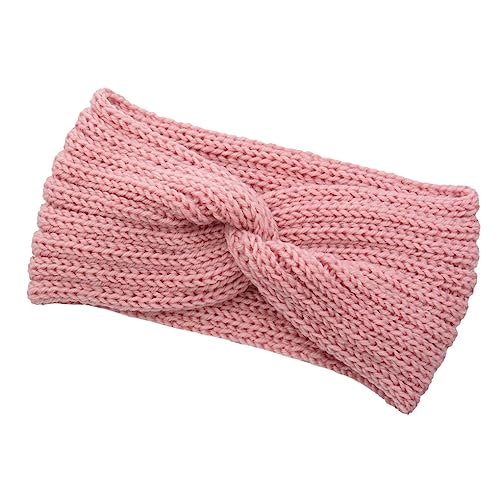 CLSSLVVBN Gehäkeltes Stirnband, einfacher Stil, Sport Stirnband, flexibles Schweißband, elastische Weichheit, Ohrenschützer, Haarband für Yoga, Nebel rosa von CLSSLVVBN