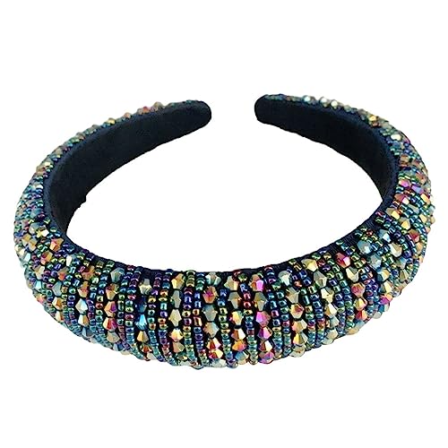 CLSSLVVBN Haarbänder Perlen Kristall Kopfschmuck Breit Barock Stil Mode Kopfbedeckung Geschenk für Frauen Mädchen Hochzeit Strand Ornament, Schwarz bunt von CLSSLVVBN