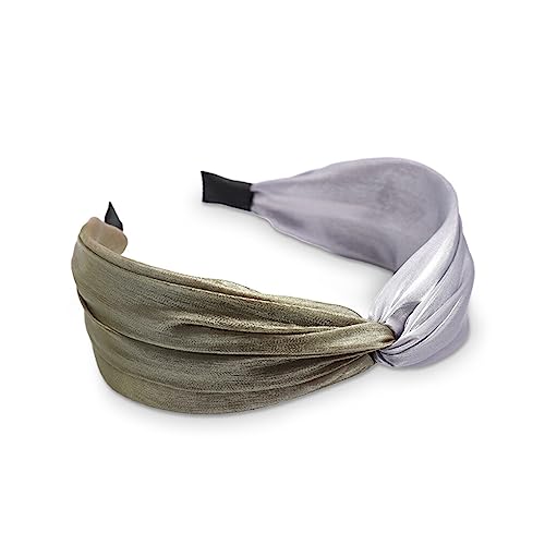 CLSSLVVBN Haarbänder breit, eleganter Stil, verschiedene Farben, Twist Knot Stirnband, verstellbare Stirnbänder, kreatives Geschenk für Frauen und Mädchen, Grau+Grün von CLSSLVVBN