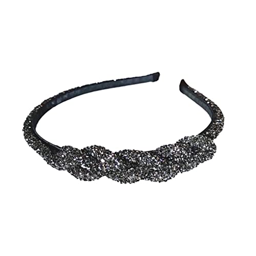 CLSSLVVBN Haarband Strass Weave Kristall Boho Haarbänder Glitzer Breite Stirnbänder Mädchen Styling Zubehör Kopfschmuck, Grau von CLSSLVVBN