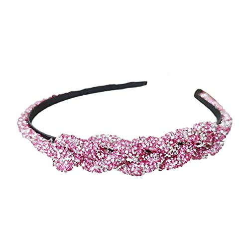 CLSSLVVBN Haarband Strass Weave Kristall Boho Haarbänder Glitzer Breite Stirnbänder Mädchen Styling Zubehör Kopfschmuck, Rosa von CLSSLVVBN