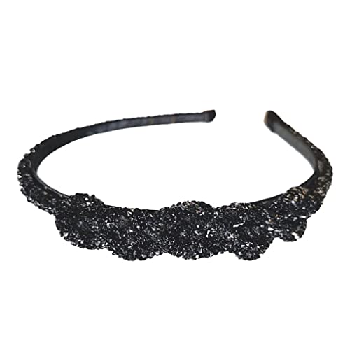 CLSSLVVBN Haarband Strass Weave Kristall Boho Haarbänder Glitzer Breite Stirnbänder Mädchen Styling Zubehör Kopfschmuck, Schwarz von CLSSLVVBN