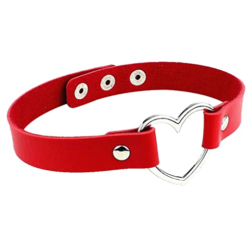 CLSSLVVBN Halskette Nieten Leder Hip Hop Choker Punk Style Rock Mode Anhänger Schmuck Cosplay Zubehör für Frauen Mädchen, rot, 40 x 1.8 cm von CLSSLVVBN