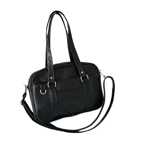 CLSSLVVBN Japanische Handtasche Schultasche Tragbare Pendlertasche Handtasche Büchertasche Büchertasche PU-Computertasche JK Schultasche Schultertasche (Schwarz) von CLSSLVVBN