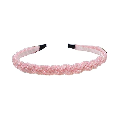 CLSSLVVBN Perlen Haarband mit breiter Krempe, handgefertigt, koreanisches Damen Stirnband, Styling, passendes Zubehör, verstellbares Haarband für Erwachsene, Rosa von CLSSLVVBN