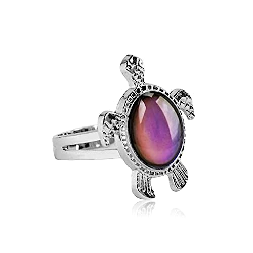 CLSSLVVBN Stimmungsringe Farbwechsel Temperatur Emotion Gefühl Mode Thermochrom Schmuck Taschenfüller Gefälligkeiten für Frauen Männer, kleine Schildkröte von CLSSLVVBN