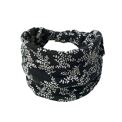 CLSSLVVBN Stirnbänder Böhmische Haarbänder Bandana mit breiter Krempe Zubehör Wrap Übung Mädchen Fitness Joggen Laufen Radfahren Yoga, schwarz geblümt von CLSSLVVBN