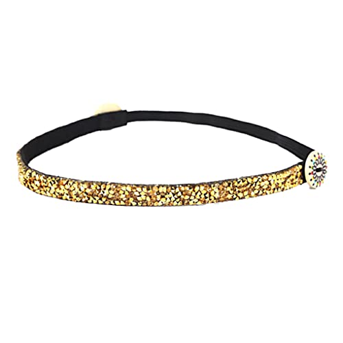 CLSSLVVBN Stirnbänder Knöpfe Strass Haarband Dekorative Universal Elastische Kordel Kopfbedeckung Haarband Gym Damen Accessoires, Gold von CLSSLVVBN