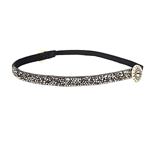 CLSSLVVBN Stirnbänder Knöpfe Strass Haarband Dekorative Universal Elastische Kordel Kopfbedeckung Haarband Gym Damen Accessoires, Grau von CLSSLVVBN