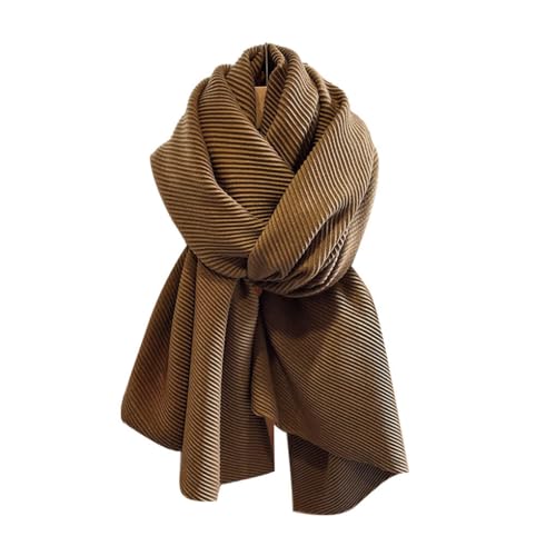 CLSSLVVBN Universal Match Luxus Einfarbig Und Plissee Schal Für Frauen Warm Einfarbig Große Dicke Schal Polyester, Kaffee von CLSSLVVBN