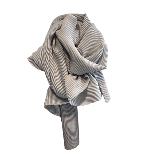 CLSSLVVBN Universal Match Luxus Einfarbig Und Plissee Schal Für Frauen Warm Einfarbig Große Dicke Schal Polyester, hellgrau von CLSSLVVBN
