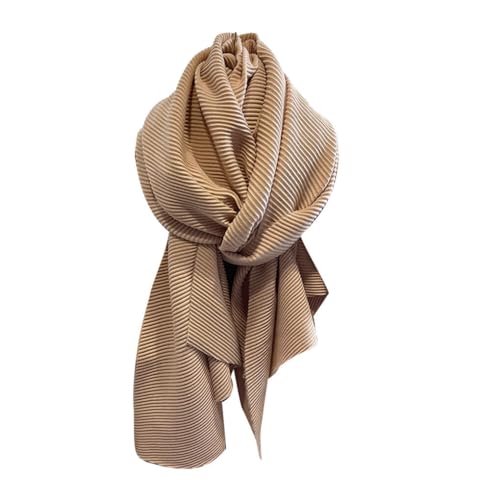 CLSSLVVBN Universal Match Luxus Einfarbig Und Plissee Schal Für Frauen Warm Einfarbig Große Dicke Schal Polyester, khaki von CLSSLVVBN