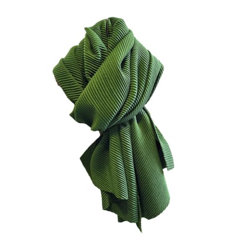 CLSSLVVBN Universal Match Luxus Einfarbig Und Plissee Schal Für Frauen Warm Einfarbig Große Dicke Schal Polyester, schwarzgrün von CLSSLVVBN