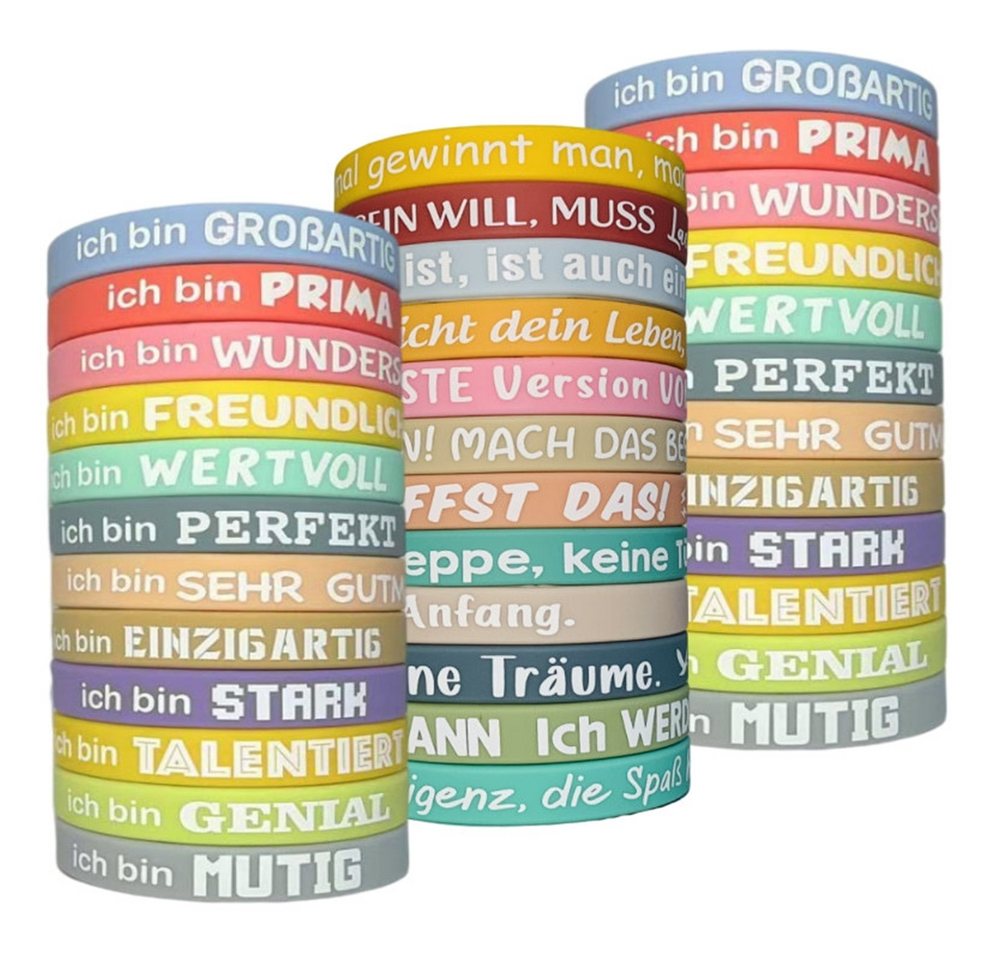 CLTYQ Armband Set Motivation,36 Stück Kinder Motivationsarmbänder Silikon Armbänder (36-tlg), mit Positiven Sprüchen Mutmacher Geschenk Motivierende von CLTYQ