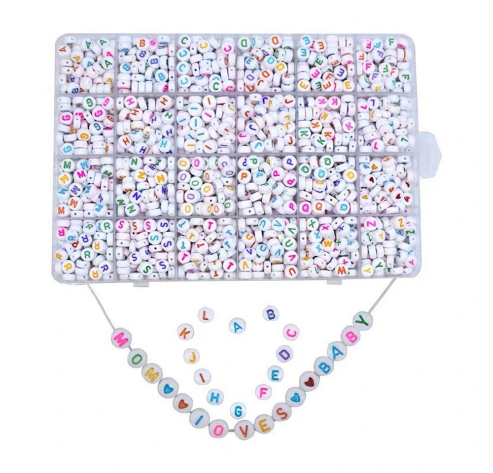 CLTYQ Ketten und Armband Set 1200+ Stück Buchstabenperlen zum Armbänder, Rund Buchstaben (DIY Armbänder Bastelset), Letter Beads Bastelset für Armband Haarband Schmuck Basteln von CLTYQ