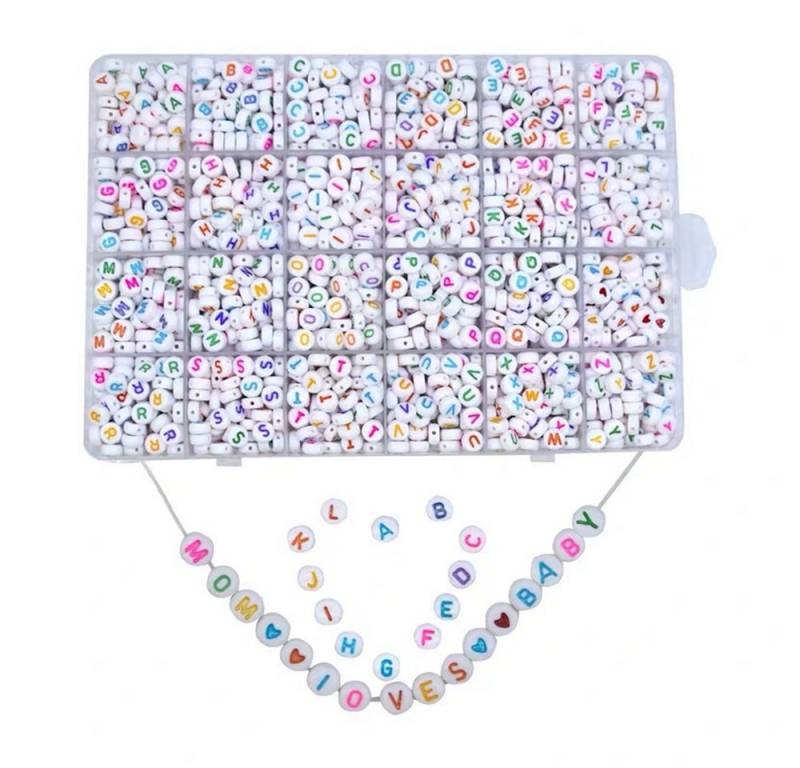 CLTYQ Ketten und Armband Set 1200+ Stück Buchstabenperlen zum Armbänder, Rund Buchstaben (DIY Armbänder Bastelset), Letter Beads Bastelset für Armband Haarband Schmuck Basteln von CLTYQ