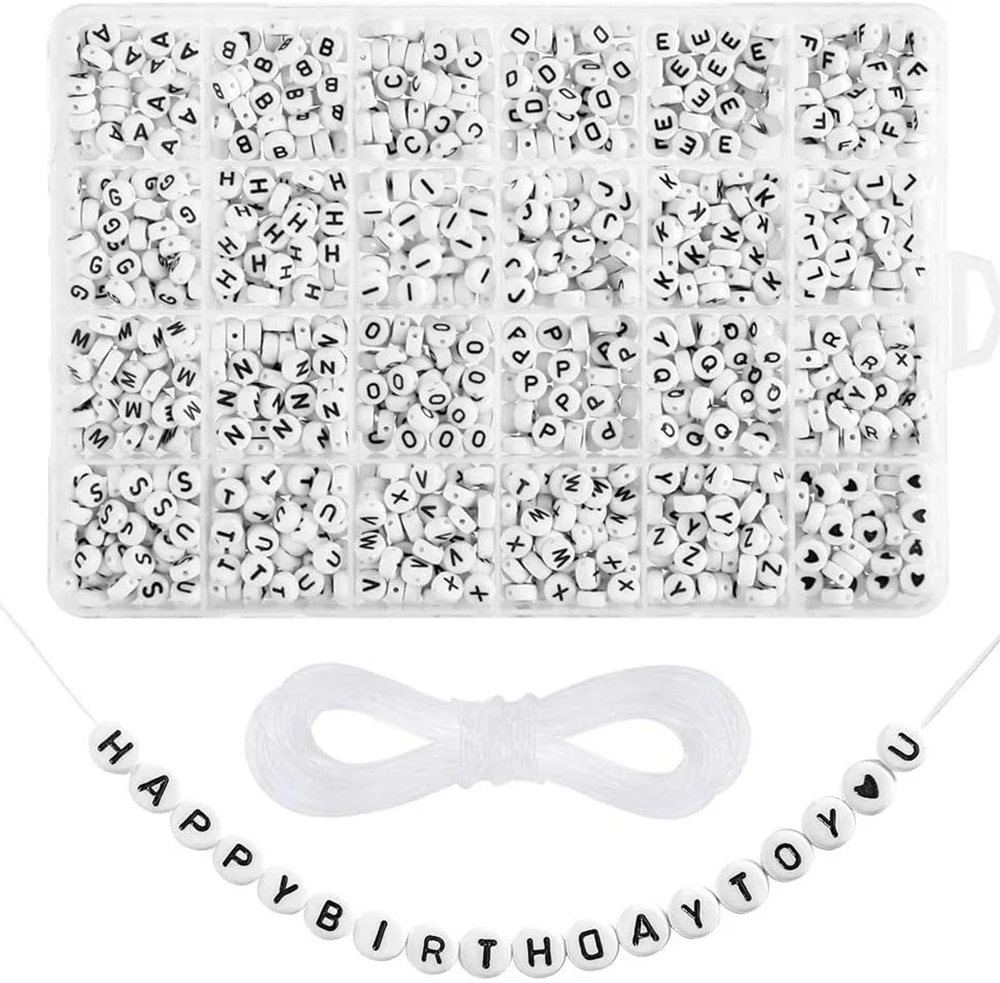 CLTYQ Ketten und Armband Set 1200+ Stück Buchstabenperlen zum Armbänder, Rund Buchstaben (DIY Armbänder Bastelset), Letter Beads Bastelset für Armband Haarband Schmuck Basteln von CLTYQ