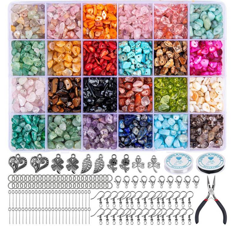 CLTYQ Ketten und Armband Set Perlenarmband Set DIY Perlen Schmuckset Schmuckherstellung (1073-tlg), 5–7 mm Selbermachen-Set mit 24-Fächer-Fädelbox,Montessori Spielzeug von CLTYQ