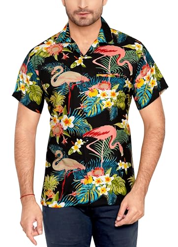 CLUB CUBANA Herren-Hawaiihemd mit normaler Passform, klassischer Kurzarm, lässigem Blumenmuster L von CLUB CUBANA