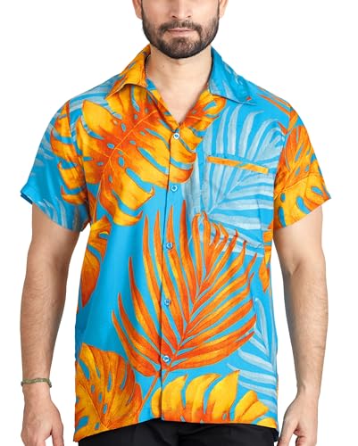 CLUB CUBANA Herren-Hawaiihemd mit normaler Passform, klassischer Kurzarm, lässigem Blumenmuster L von CLUB CUBANA