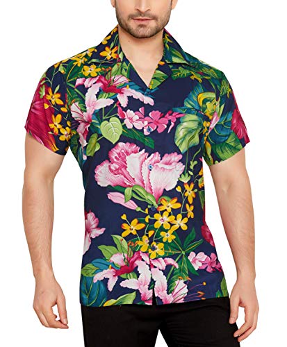 CLUB CUBANA Herren-Hawaiihemd mit normaler Passform, klassischer Kurzarm, lässigem Blumenmuster XXL von CLUB CUBANA