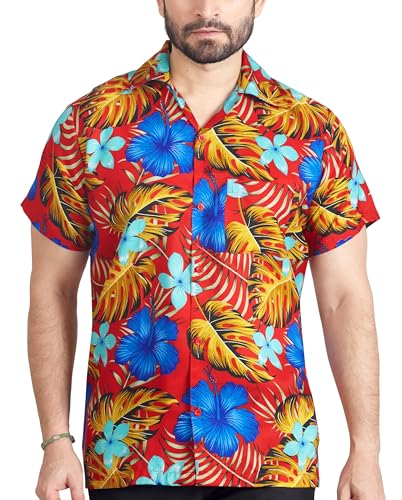 CLUB CUBANA Herren-Hawaiihemd mit normaler Passform, klassischer Kurzarm, lässigem Blumenmuster XXL von CLUB CUBANA