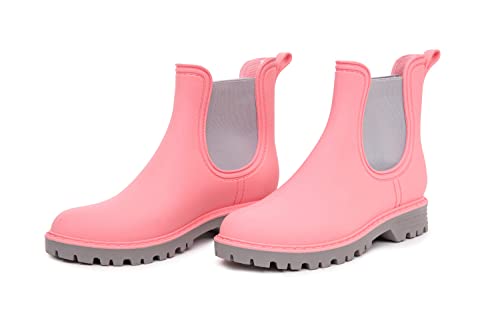 CLUB4BRANDS Damen Lifestyle-Stiefelette, Kurzschaft Gummi-Stiefel, Chelsea Boots, Gummistiefeletten mit Extra Kaps Actifresh Einlegesohlen, Regenstiefel, Made in Italy (37 - Rose/Grau) von CLUB4BRANDS