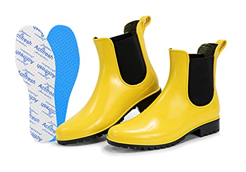 CLUB4BRANDS Damen Lifestyle-Stiefelette | Kurzschaft Gummi-Stiefel | Chelsea Boots | Gummistiefeletten mit Extra Kaps Actifresh Einlegesohlen | Regenstiefel | Made in Italy (36 - Gelb) von CLUB4BRANDS
