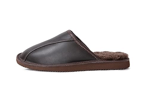 CLUB4BRANDS Hausschuhe für Herren aus Weichem Rindsleder, Mit Kuscheligem Innenfutter aus Schafwolle, Elegante, Wärmende, Bequeme Pantoffeln mit Gutem Halt (Männer - 40 EUR) von CLUB4BRANDS