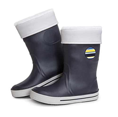 CLUB4BRANDS Kinder-Regenstiefel | Gummistiefel mit herausnehmbarem Warmfutter | Winterstiefel | Reflektierende Details von 3M Scotchlite | Made in Italy (32/33 - Blau/Hellgrau) von CLUB4BRANDS