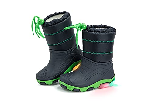 CLUB4BRANDS Kinder-Winterstiefel | Gummistiefel mit weichem Warmfutter | Winterschuhe mit Schnellverschluss | Blinkeffekt in der Sohle | Schneestiefel mit Innenfutter | Made in Italy (24/25 - Grün) von CLUB4BRANDS