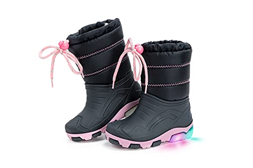 CLUB4BRANDS Kinder-Winterstiefel | Gummistiefel mit weichem Warmfutter | Winterschuhe mit Schnellverschluss | Blinkeffekt in der Sohle | Schneestiefel mit Innenfutter | Made in Italy (30/31 - Rosa) von CLUB4BRANDS