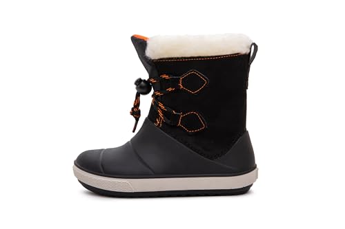 CLUB4BRANDS Kinder-Winterstiefel | Gummistiefel mit weichem Warmfutter | Winterschuhe mit Schnellverschluss | Schneestiefel mit Innenfutter | Made in Italy (28/29 - Schwarz/Orange) von CLUB4BRANDS
