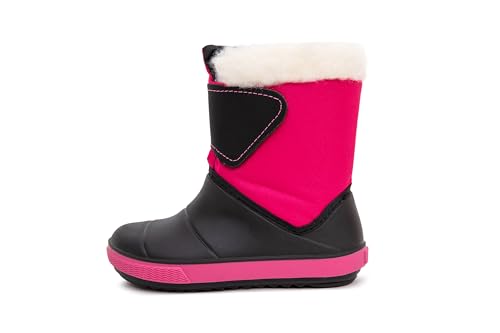 CLUB4BRANDS Kinder-Winterstiefel | Gummistiefel mit weichem Warmfutter | Winterschuhe mit Schnellverschluss | Schneestiefel mit Innenfutter | Made in Italy (34/35 - Pink/Schwarz) von CLUB4BRANDS