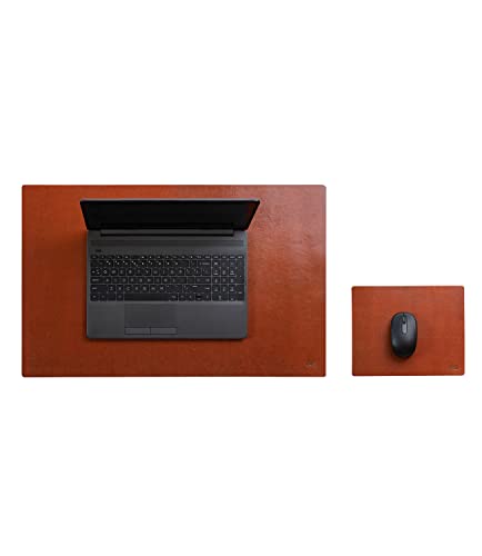 CLUB4BRANDS c4b Leder Schreibtischunterlage und Mauspad im SET- Mausauflage und Schreibtisch-Auflage aus 100% vollnarbigem Leder – Schreibtisch Leder Mousepad und Tischunterlage von CLUB4BRANDS