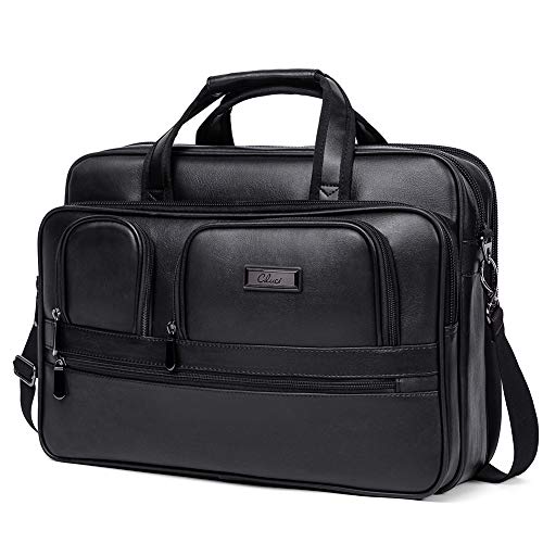 CLUCI Aktenkoffer Herren Businesstasche Leder Vintage Groß Laptoptasche für 15.6" Laptop Aktentasche Arbeitstasche Schwarz von CLUCI