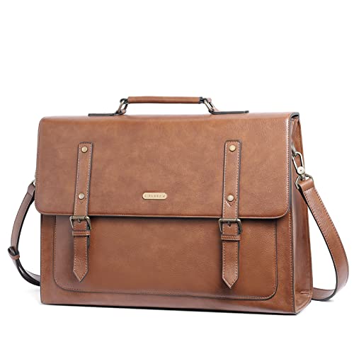 CLUCI Aktentasche Damen Leder PU Laptoptasche Große Frauen Umhängetasche Business Messenger Handtasche 15,6-Zoll Laptop Satchel Arbeitstasche Mode Umhängetasche Büro Tasche Braun von CLUCI