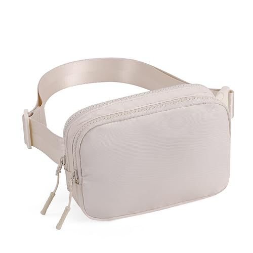 CLUCI Bauchtasche Damen Klein, Frauen Gürteltasche Herren, Sport Mode Sling Bag, Stylisch Crossbody Umhängetasche Hüfttaschen mit Verstellbarer Schultergurt，Beige von CLUCI